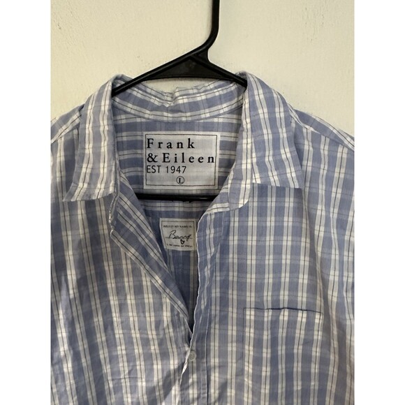 Frank & Eileen Barry Classic Blue   Shirt Blue/White Plaid Size L 40” Chest - Picture 2 of 5